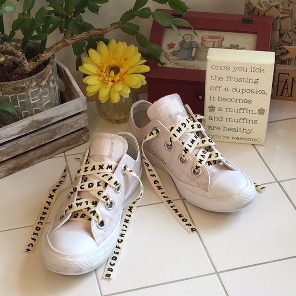 Converse Shoes - ‘Converse All Star’ Patent Leather Pink Gloss Ribbon Sneakers